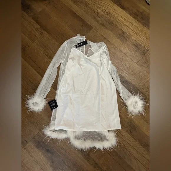 Lulus Immaculate Charisma White Mesh Feather Long Sleeve
Mini Dress - Picture 4 of 5